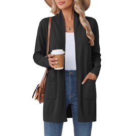 Zeagoo Womens Fall Cardigan Sweaters Trendy Light Open Front Soft Long Sleeve Shrug Summer Sweater Dressy Open Front Blazers Black