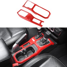 JeCar Red Center Console Gear Shift Cup Holder Panel Cover Fit for 2018-2024 Jeep Wrangler JL JLU Gladiator JT Interior Trim Accessories