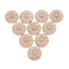 MUXSAM 10 x Unpainted Round Wood Carvings European Carvings with Flower Pattern for Furniture Doors Cabinet Doors, 3 cm
