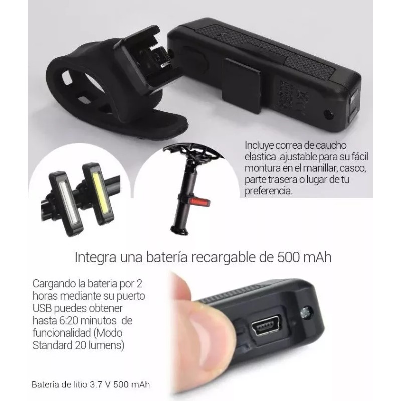 Corp.Res Electronics Luz Bicicleta Recargable Usb Comet 100 Lm Trasera