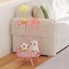 HOOBRO Pink Side Table, Small Cute Nightstand, 2 Tier Oval