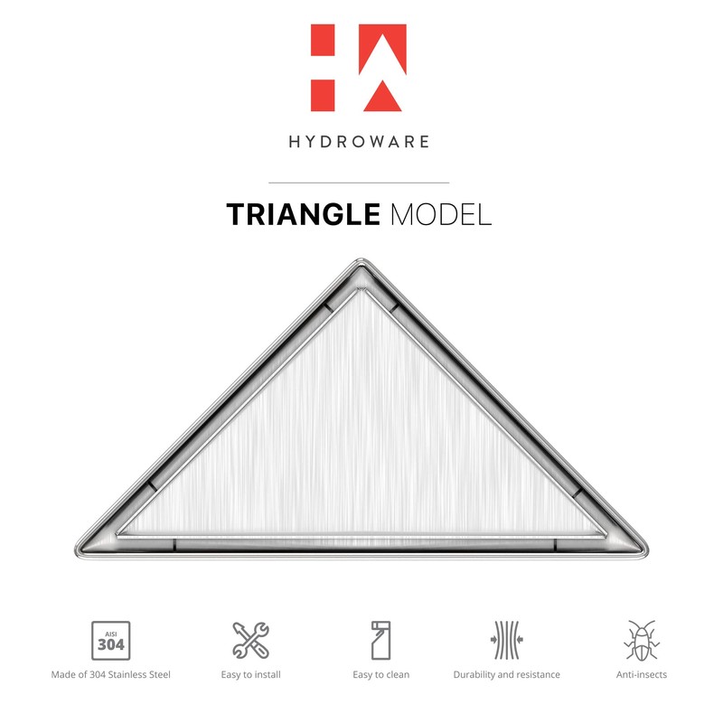 Hydroware Triangle Shower Drain - Stainless Steel Triangular Shape Shower