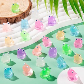 HFAYDZSW 154Pcs Luminous Mini Resin Frogs, Miniature Frog Figurines, Glow in The Dark Tiny Frog Ornament for Garden Landscape Aquarium Dollhouse Birthday Party Room Crafts Decor