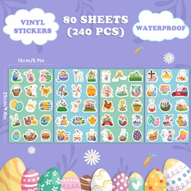 OHOME Easter Stickers for Kids - 240 PCS Easter Basket Stuffers for Boys Girls Teens Adults | Vinyl Easter Gifts Decorations Toys - Kids Easter Games Crafts Activities Party Favors