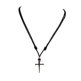 BlueRica Nail & Cross on Adjustable Black Cord Necklace