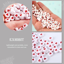 500 Pieces 7x4mm White Heart Red Heart Shape Acrylic Flat Round Beads Loose Beads Spacer for Bracelet Necklace Jewelry Making Beading Supplies Beads and Bead Assortments