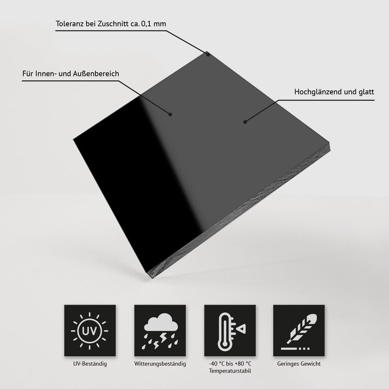Acrylic Glass PMMA GS Black Glossy Cut to Measure Disc