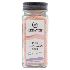 Himalayan Secrets Natural Pink Cooking Salt in Refillable French Glass Shaker - Fine, Unrefined, Mineral Rich, Bold Flavor, No Additives, Kosher Certified (4.4 oz)
