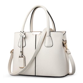 VARLIVOO Elegant Women's Handbag Shoulder Bag Women Shoulder Bag Shopper Waterproof PU Leather Handbags, cream white, l