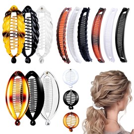 15 PCS Banana Hair Clip Set for Women and Girls Classic Combs in 5 Styles Multicolored Fishtail Ponytail Holders (Chic Style)