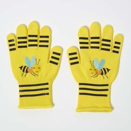 Homescapes Yellow Children's Gloves Bee Gardening Gloves for Children from 3 Years, Work Gloves for Gardening, Gloves with Nubs for Small Gardeners