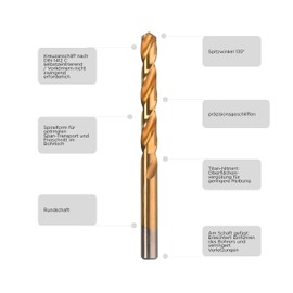 kwb Titanium HSS Metal Drill Bit Diameter, 6 mm, with Special Tip Grinding, Long Service Life and High Cutting Speed When Drilling with Cordless Screwdrivers and Drills