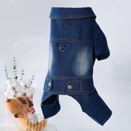 Cantuccistudio Fashionable Denim Dog Jacket, Suitable for Small to Medium-Sized Dogs to Wear All Year Round, Machine Washable (Medium)