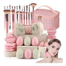 Kit De 40 Brochas De Maquillaje Profesional  Herramientas Cosmticas Estuche - Alta Calidad Para Maquilladoras Y Princi Brochas Maquillaje Profesional 