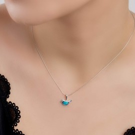HENRYKA Turquoise and Sterling Silver Minimal Bird Necklace, Tiny Bird Jewellery, Bird Lover Gift, Robin Necklace