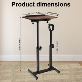 Height-Adjustable and Rotating TV and Laptop Tray Table with Ergonomic Standing Assist Device