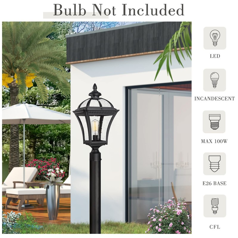 Emliviar 22 Inch Outdoor Post Light, Farmhouse Vintage Outside Pole