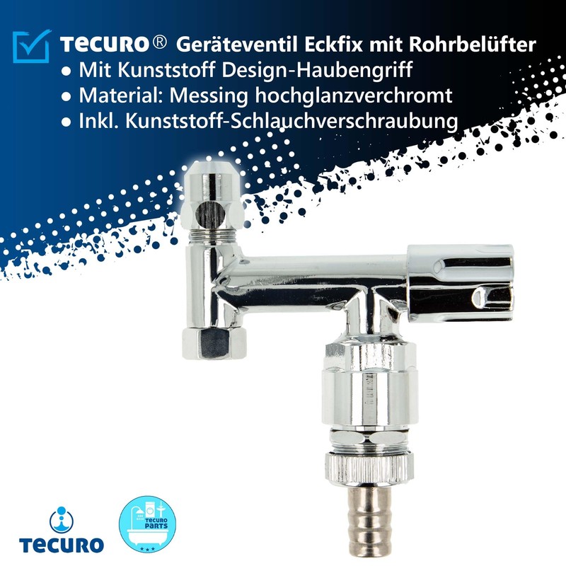 tecuro - Eckfix Accessory Valve with Pipe Aerator, Washing Machine