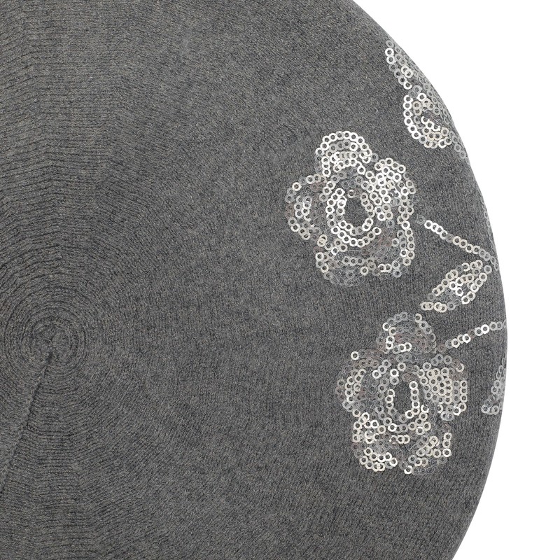 ZLYC Womens Reversible Cashmere Beret Hat Double Layers French Beret(Sequin