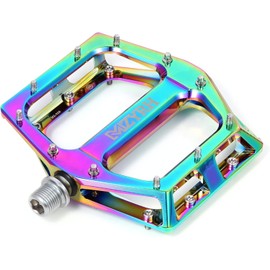MZYRH Bicycle Pedals 9/16 Inch CNC Aluminium MTB Pedals Lightweight Non-Slip Bicycle Pedals for Mountain Bike, City Bike, Road Bike (Rainbow)