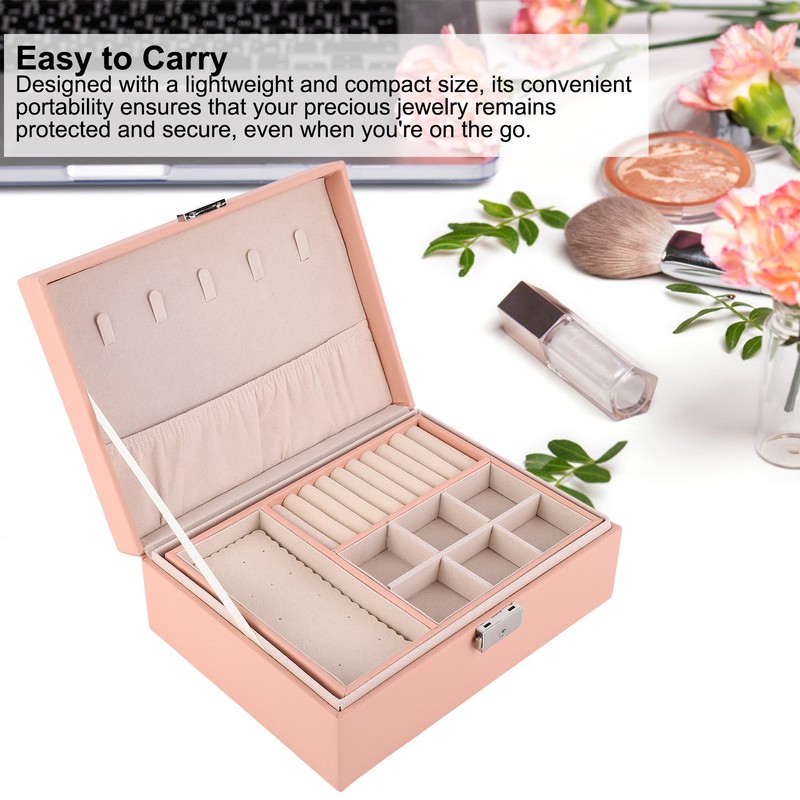 Jewelry Box Organizer 2 Layer Jewelry Storage Case PU Leather