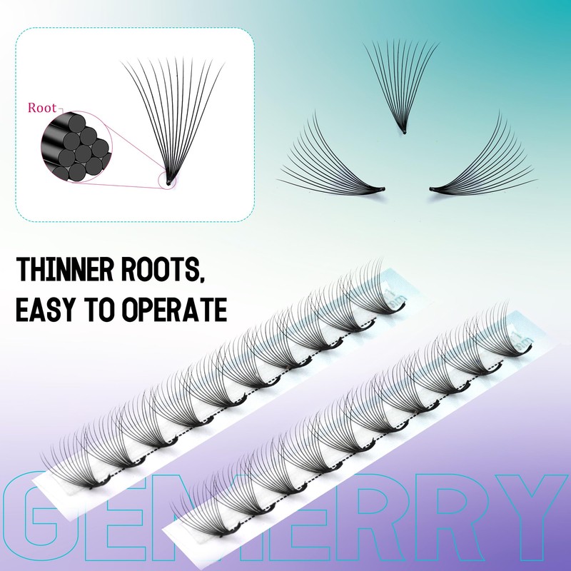 GEMERRY Pack of 2 eyelash extensions, 10 D 0.07 volume,