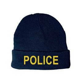 Hero's Pride Fleece Lined Watch Cap - Police - White on Black