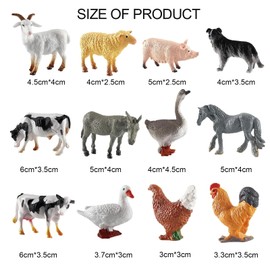 DtgEcd Farm Animals Toys Set 12PCS, Plastic Farm Animals for Kids with 10PCS Assemble Fence, Farm Animal for 2 Year Olds, Realistic Plastic Farmyard Toys Gifts for Kids Toddler Boys Girls