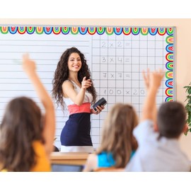 SICOHOME Bulletin Board Borders,48pcs Boho Bulletin Borders Stickers,Boho Classroom Decor,Rainbow Bulletin Board Trim Back to School Decoration,Waterproof Back to School Classroom Office Chalkboard Decor