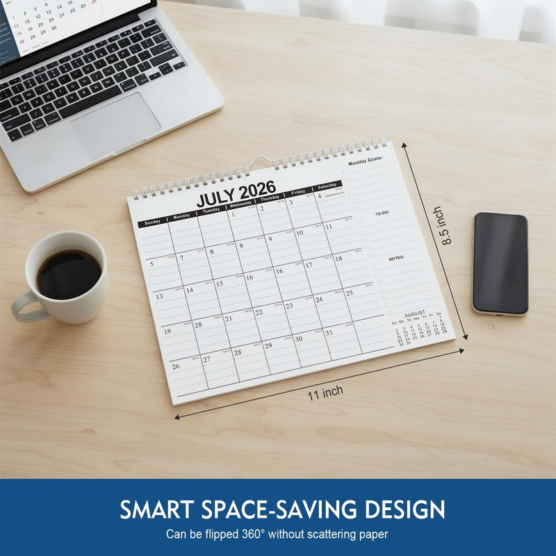 18 Month Wall Calendar 2026-2027 11x8.5 Inch, Monthly Planner Jul