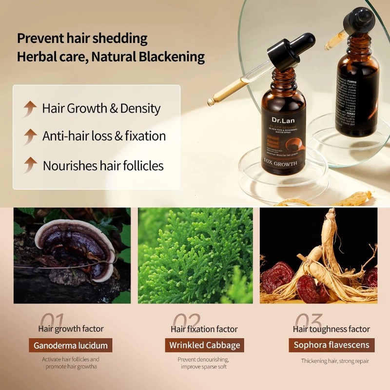 Ready Stock Dr.Lan Black Sesame Hair Growth Serum 30ml Natural