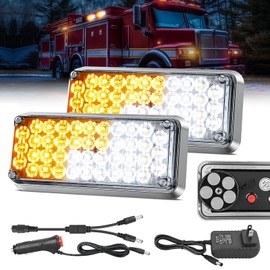 Nilight 2PCS 42LED Amber White Wireless Magnetic Strobe Lights Portable Warning Hazard Light Surface Mount Waterproof 5 Patterns for 12V 24V Cars Trucks Van Off Road Vehicles ATV