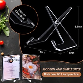 Menkxi Acrylic Cookbook Stand for Kitchen Counter Cookbook Recipe Book Holder for Multifunctional Display Tabletop Kitchen Counter Decor, 6.5 x 8.5 Inches(Clear)