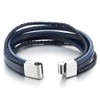 COOLSTEELANDBEYOND Mens Womens Multi-Strand Navy Blue Braided Leather Bracelet Wristband