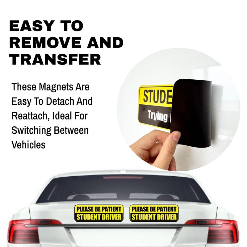 Lusinus Student Driver Magnet for Car - 3-Pack Reflective Magnetic