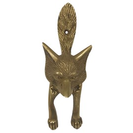 6" Solid Textured Polished Brass Full Fox Door Knocker