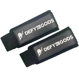 Defy The Gods Pull Wraps for Weightlifting, Cross-Training - Premium Quality Lasso Wrist Straps for Wrist Stability and Wrist Support in Strength Training, Pull Exercises (Black/White)
