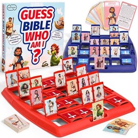 Juegos de Adivina Quién Soy de la Biblia de Garybank para Niños, 24 Personajes de la Santa Biblia con Historia de Vida y Tarjetas de Versículos, Suministros de Estudio de Trivia Bíblica para Escuela