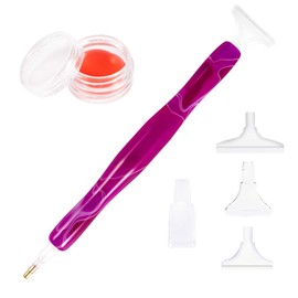 Diamond Painting Pen, Handmade Resin Diamond Painting Pens with Glue Clay and Various Tips, More Comfortable and Faster, 5D Diamond Painting Tools for Diamond Paintings Hobby (Purple)