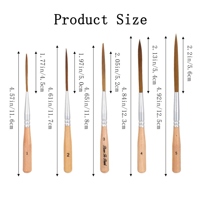 5 Pack Liner Brushes for Painting, Pinstriping Brush