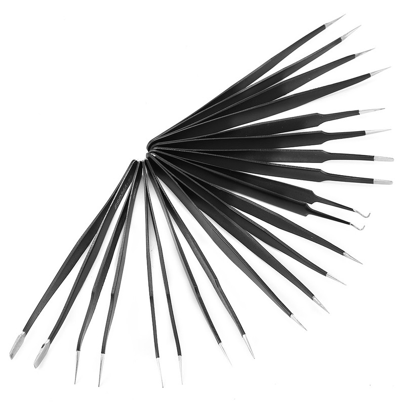 11Pcs/Set High Hardness Stainless Steel Precise Tweezers Repairing Tool Accessories