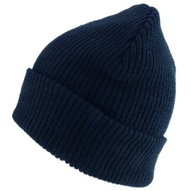 Trendy Apparel Shop Gorro largo de gran tamaño con puño acanalado liso, Azul Marino, XX-Large