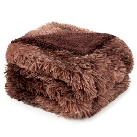PAVILIA Brown Fluffy Throw Blanket for Couch, Twin Bed, Fuzzy Blanket for Women Men, Furry Plush Warm Blanket Bed Sofa, Super Soft Thick Faux Fur Sherpa Blanket Throw, Tie-Dye, 60x80