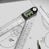 VOANZO 8 inch/200mm Stainless Steel Ruler Protractor Angle Measurement Tool