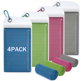 Hemndic 4 Pack 40"x12" Cooling Towels, Soft Breathable Ice Towel for Neck and Face, Microfiber Workout Towels for Gym Sweat, Chilly Sports Towel for Yoga, Golf, Running, Hiking & More Activities