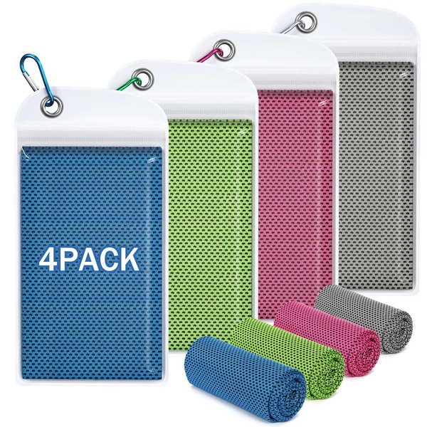 Hemndic 4 Pack 40"x12" Cooling Towels, Soft Breathable Ice Towel