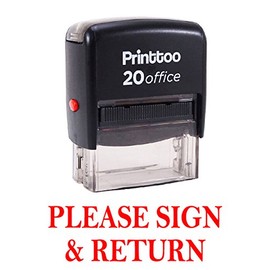 Printtoo Please Sign & Return Self Inking Rubber Stamp Office Stationary Custom Stamp-Red