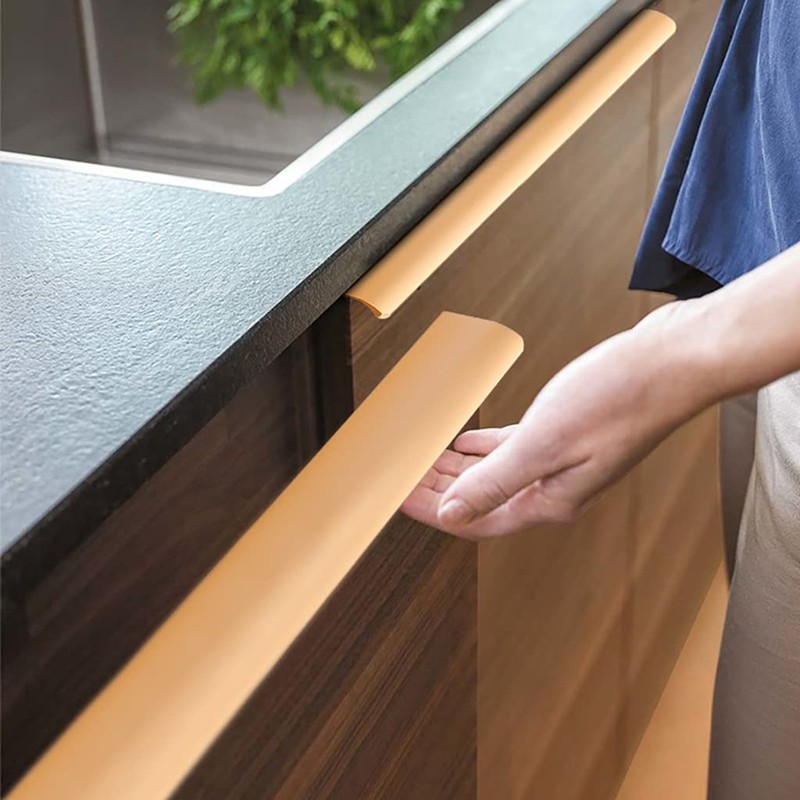 ESreake 4Pcs Hidden Long Finger Edge Pulls, 250mm Top Knobs