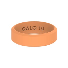 QALO Men & Women's Rubber Silicone Ring, Pela Modern, Silicone Wedding Band for Men & Women, Durable Unisex Engagement Silicone Ring, 6.5mm Wide 1.8mm Thick, Cantaloupe, Size 6