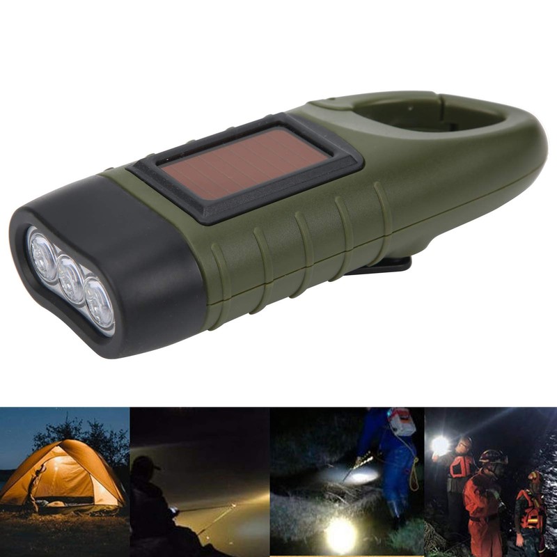 Multifunction Solar Hand LED Emergency Flashlight Crank Torch ABS Folding